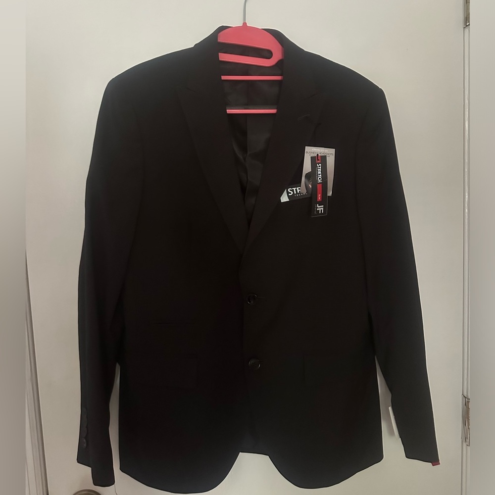 J. FERRAR BLACK CHECK Slim Fit size 38 SH men’s blazer/suit jacket NWT 7534CS